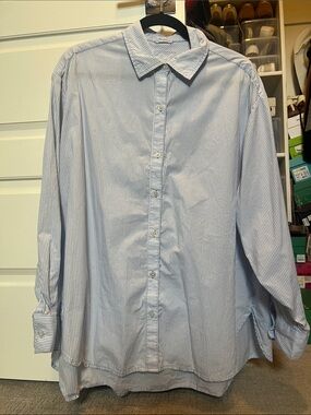 Women’s Blue & White Pinstripe Shirt